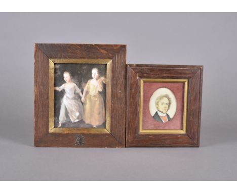 Early 19th Century English School portrait miniature, watercolour on card, 'Portrait of a Gentleman', 6.3 cm x 5.1 cm, framed