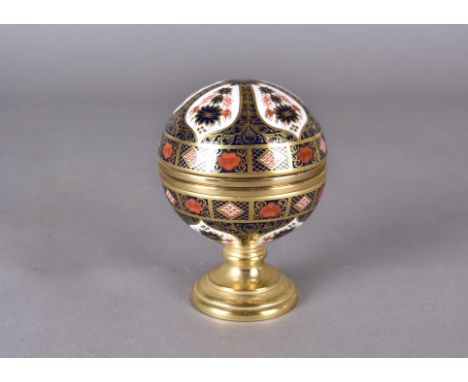 A Royal Crown Derby limited edition Millennium Globe barometer, for Sinclairs, hinged lid revealing an aneroid barometer, ins