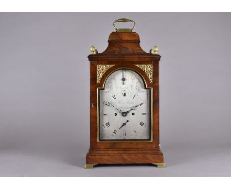 A Georgian bracket clock by Henry Bell Lancaster, mahogany case with gilt pierced decorated door, glass sides having gilt met