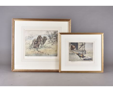 Henry Wilkinson (1921-2011) four dry point etchings in colours, Springer Spaniels, 24.5 cm x 34 cm, no. 13/150; 'Spaniels', 2