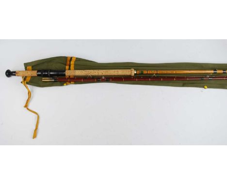 An Edgar Sealey Black Arrow 11' three piece split cane and fibre glass flota rod, in bag, together with a B-Square Fishing Se