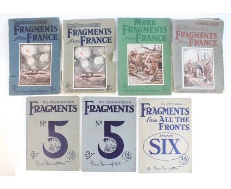 A collection of The Bystander's Fragments From France volumes containing the First World War cartoons by Captain Bruce Bairns