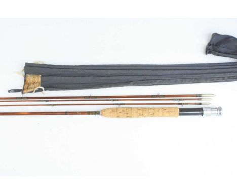 A Milward "Specialist" 9' three piece split cane rod with spare tip in original bag, together with various other rods and tac