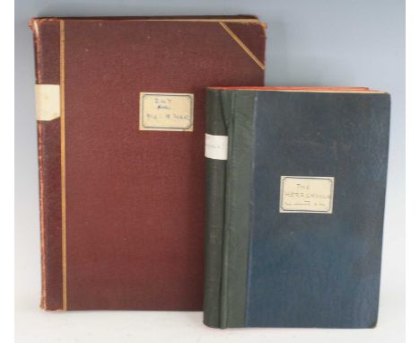A WW I photograph/postcard album, the contents neatly mounted and annotated below, the opening page titled "The Senussi Campa