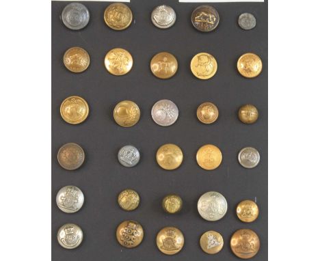 A collection of military buttons, various Regiments with thirty being card mounted the majority in annotated sleeves, to incl