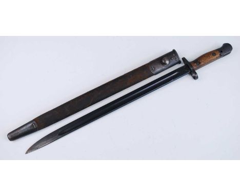 An Australian 1907 pattern bayonet, the 43cm single edged fullered blade marked to the ricassso Lithgow and with various Ordn
