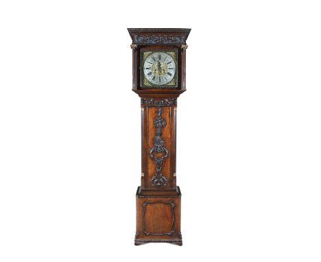 AN IMPORTANT CARVED MAHOGANY LONGCASE CLOCK, MID 18TH CENTURY IN THE ROCOCO MANNER AND BASED ON A PUBLISHED DESIGN BY THOMAS 