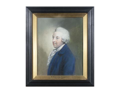 HUGH DOUGLAS HAMILTON (1739-1808) Portrait of John Ponsonby (1713 -  1787), small half length with powdered hair, blue coat a