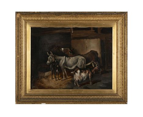 ALFRED WHEELER (1821-1877)Donkeys and Goats in a Stable Oil on canvas, 45 x 60cmSignedCondition Report:  Very good overall co