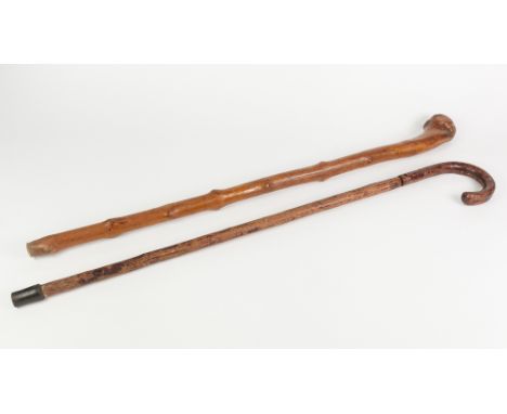 EARLY TWENTIETH CENTURY SWORD STICK, lacking mounts to stick, together with SHILLELAGH, (2)