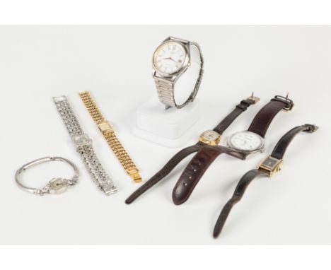 A COLLECTION OF LADIES WRIST WATCHES TO INCLUDE: RAYMOND WEIL, BULOVA rolled gold bracelet watch, two ACCURIST examples, RONE