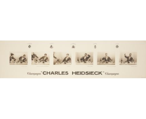 CHARLES HEIDSIECK CHAMPAGNE ADVERTISING POSTER, comprising of six small black and white photographic prints with text beneath
