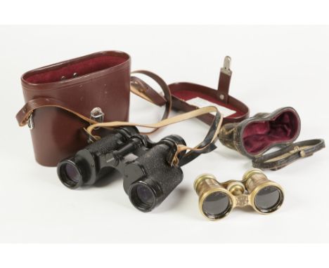 PAIR OF LEMAIRE, PARIS, MOTHER OF PEARL CLAD OPERA GLASSES, together with a PAIR OF DELTRINTEM 8x30 CARL ZEISS, JENA BINOCULA