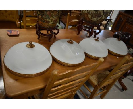 A set of four flush fitting ceiling light fittings, Murano Glass by Zonca Voghera, diameter approx. 37cm, depth 16cm.
Conditi