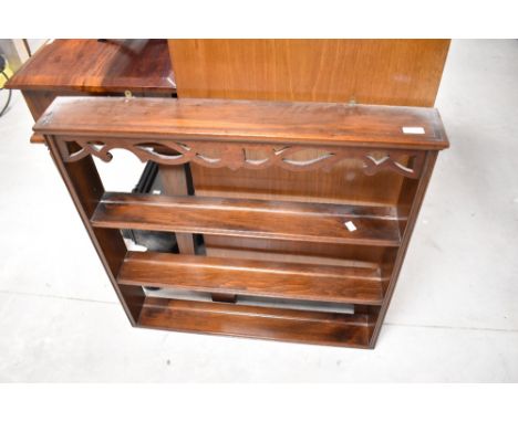 A modern stained frame wall display shelf, width approx. 77cm