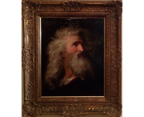 A 17TH/18TH CENTURY OLD MASTER OIL ON CANVAS Portrait of a bearded gentleman with flowing hair looking to his left,  gilt fra