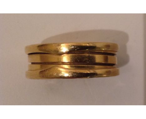 A BVLGARI 18CT YELLOW GOLD ZERO 1 RING Fully marked and signed throughout, size R. (537)