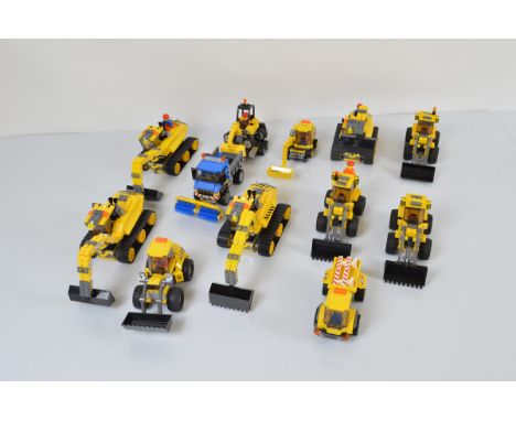 A collection of unboxed and unchecked Lego City, including 4 x  Digger 7248 with manuals, 7936 with manual, three x Front End