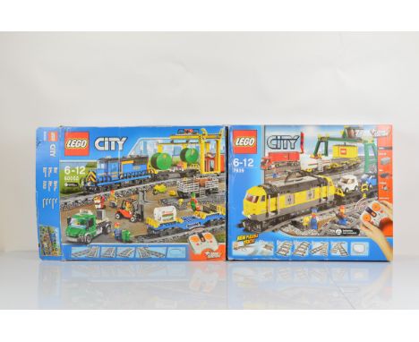 Two boxed Lego City models, including Cargo Train 60052 opened with polybags 1-8 sealed and manual sealed, box af together wi