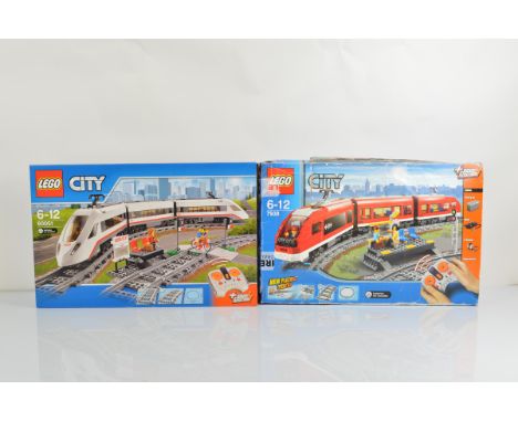 A boxed Lego City High Speed Passenger Train, 60051, unopened together with boxed Passenger Train 7938, opened and unchecked,