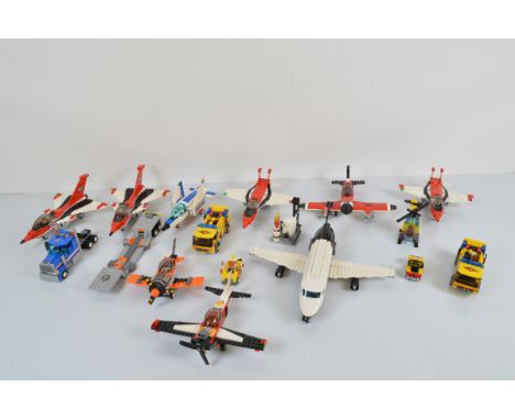 A collection of unboxed and unchecked Lego City, including two x Airport Airshow 60103 with manuals two and three plus two ex