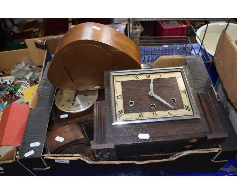 Box of various mantel clocks