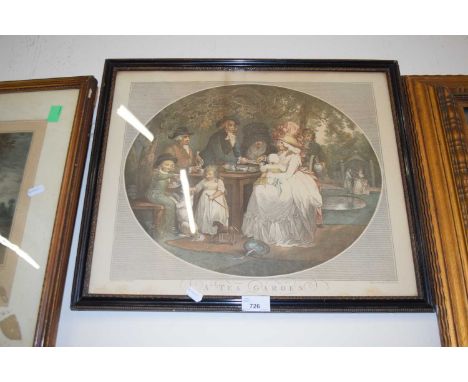 After George Morland, coloured print A Tea Garden