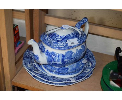 Quantity of Copeland Spode blue Italian table wares