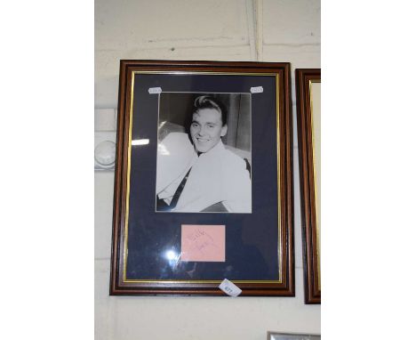 Signature and photographic print Billy Fury, framed and glazed