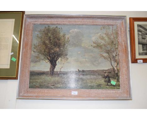 After Corot, coloured print On Board