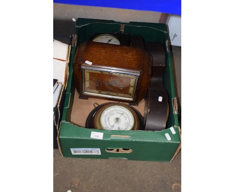 Box of various mantel clocks