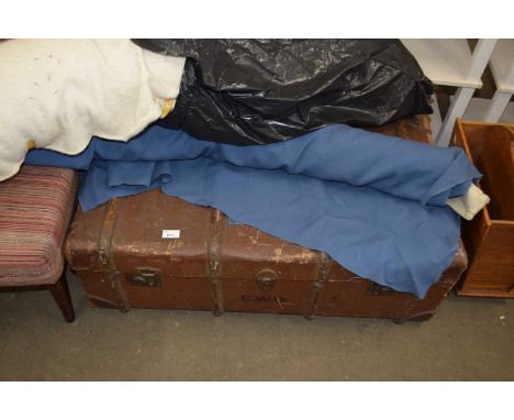 A vintage wooden bound trunk