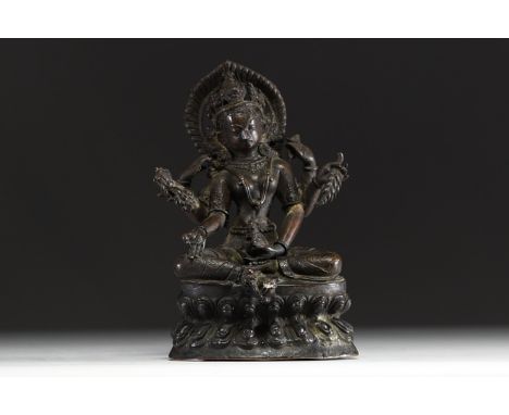 China - Tibet - Vasudhara, bronze sculpture with dark patina. Normal wear - Weight: 1.37 kg - Shipping available - Region: Ch