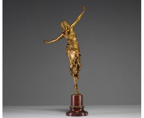 Paul PHILIPPE (1870-1930) â€˜Danseuse russeâ€™ Gilt bronze sculpture on red marble base, circa 1920-25, signed on the terrace