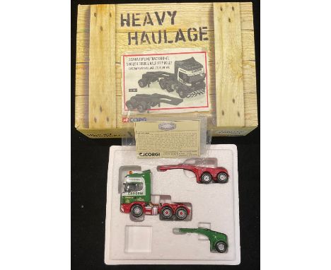 Toys - Corgi 1:50 scale, Heavy Haulage, CC12909 Scania Topline tractor unit, single and double axle jeep dolly, Cadzow Heavy 