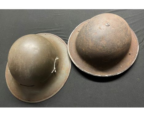 WW2 British MK II Helmet with black home front overpaint complete with size 7 1/4 liner and chinstrap and a Zuckerman Civil D