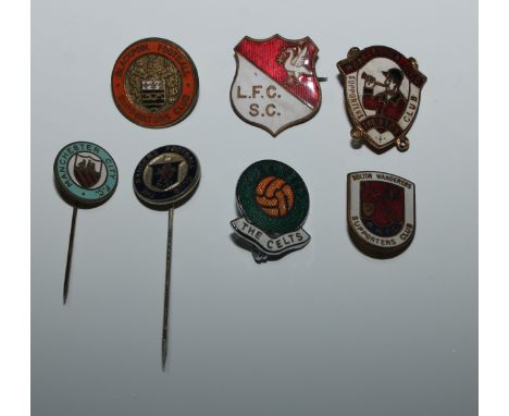 Football - Enamel Badges - Liverpool FC Supporters' Club; Manchester City; Blackpool; Workington AFC; Bolton Wanderers; Celti