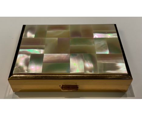A mother of pearl inlaid musical compact/vanity box 