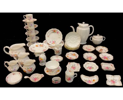 A Royal Crown Derby Posies coffee service for six including cream jug, sugar bowl, coffee cans and stands; other Posies inclu