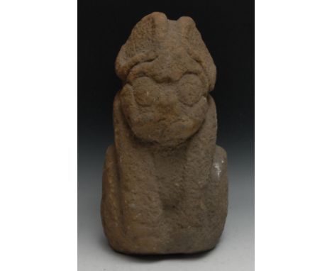 Antiquities - a pre-Columbian Mesoamerican volcanic stone carving, possibly Camazotz and probably Mayan, c.200 - 900CE, 41cm 