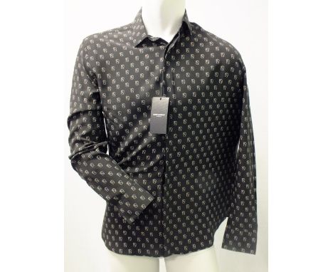 SAINT LAURENT, a black playing card patterned shirt, size 40