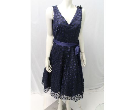 ELIZA F, a ladies dress, blue flower and sash, size 12