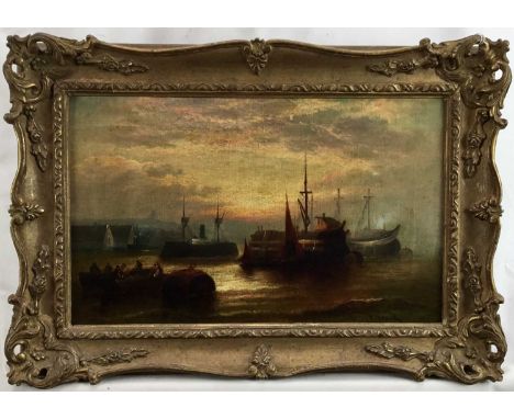 Ezra Mulready (late 19th century) oil on canvas, Departing day, on the Hulks Devonport, signed, inscribed as titled verso, 28