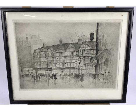 Early 20th century etching - High Holborn London, 34cm x 24cm in glazed frame