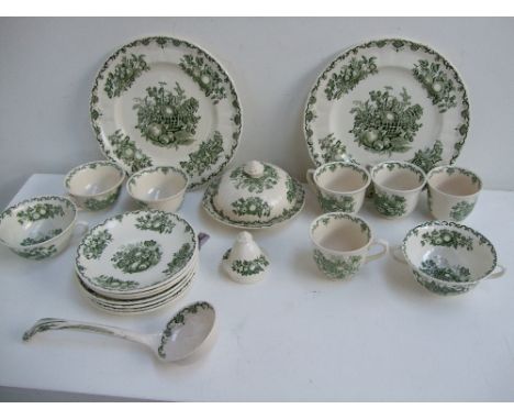 A large quantity of Mason's Ironstone 'Fruit Basket' design china to include tea and dinnerware including ginger jars, butter