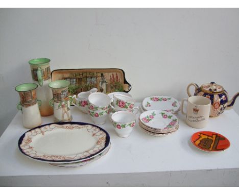 A quantity of ceramics to include three Royal Doulton 'Dickenware' vases titled 'Dick Sweiveller', 'Barnanby Rudge' and 'Tom 