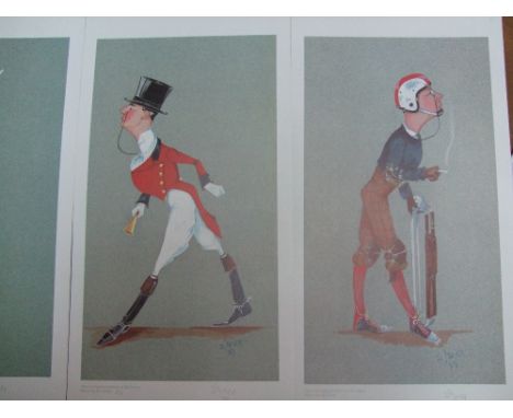 S. Dyer set of four limited edition sporting prints to include Cricket (77/100), Racing (89/100), Hunting (23/100) and Cresta