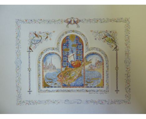 Isabelle Brent, 'Jonah and the Mighty Fish' artist's proof edition print, signed lower right, unframed, 15 x 18 in. 