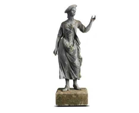 Garden statue: A pair of lead figures of a shepherd and shepherdess attributed to John Cheere, mid 18th century on associated