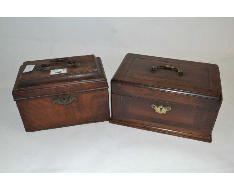 A small Georgian mahogany former tea caddy of sarcophagus form together with a further small Georgian mahogany box, largest p